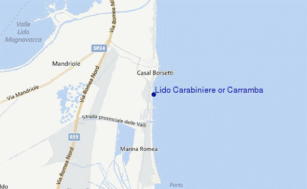 mapa de ubicación de Lido Carabiniere or Carramba
