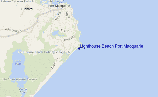 mapa de ubicación de Lighthouse Beach Port Macquarie