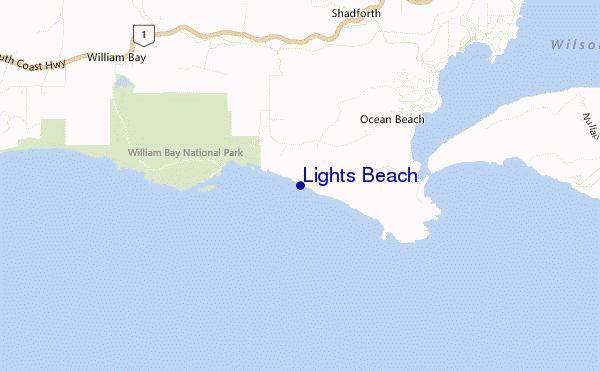 mapa de ubicación de Lights Beach