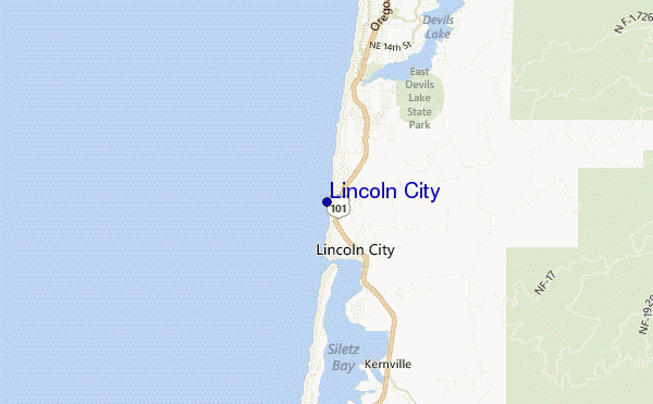 mapa de ubicación de Lincoln City