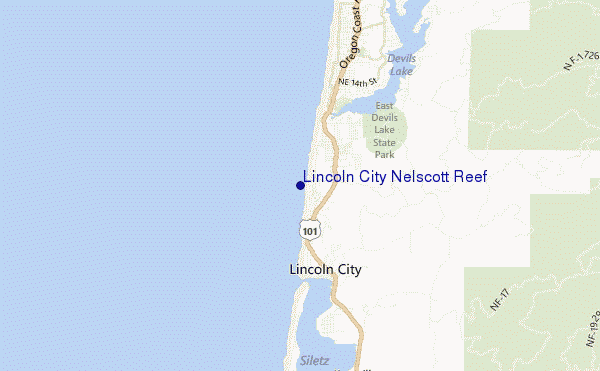 mapa de ubicación de Lincoln City Nelscott Reef