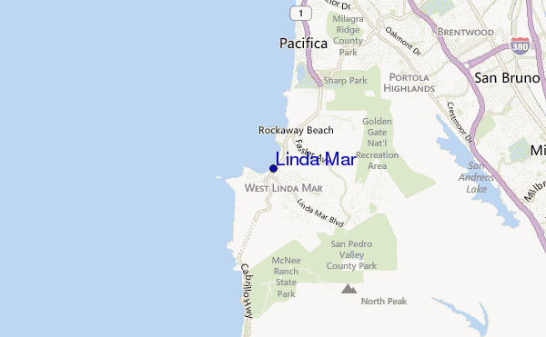mapa de ubicación de Linda Mar