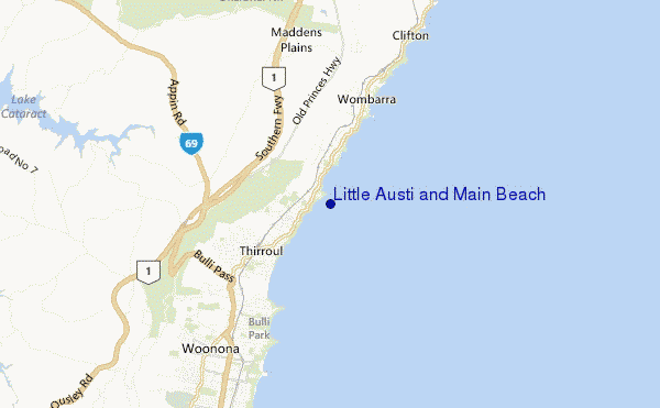 mapa de ubicación de Little Austi and Main Beach
