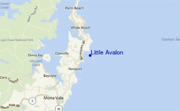 mapa de ubicación de Little Avalon
