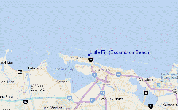 mapa de ubicación de Little Fiji (Escambron Beach)