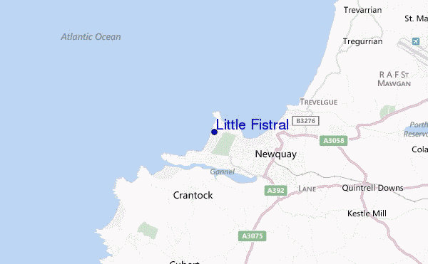 mapa de ubicación de Little Fistral