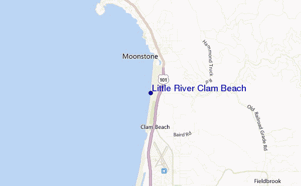 mapa de ubicación de Little River Clam Beach