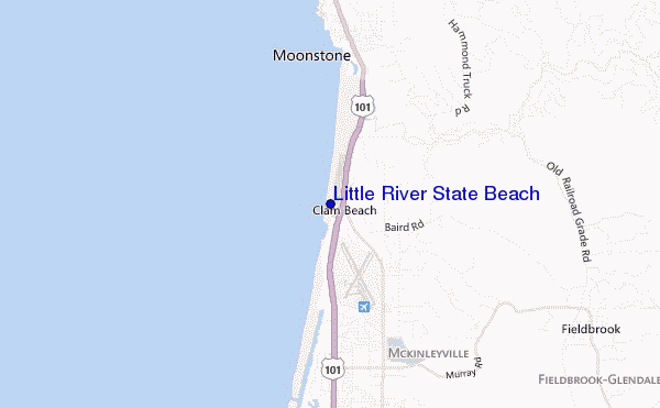 mapa de ubicación de Little River State Beach