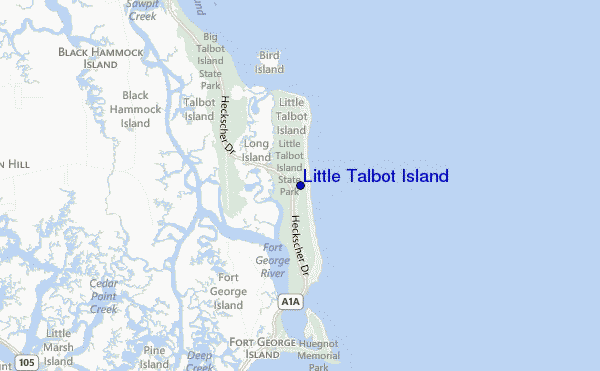mapa de ubicación de Little Talbot Island