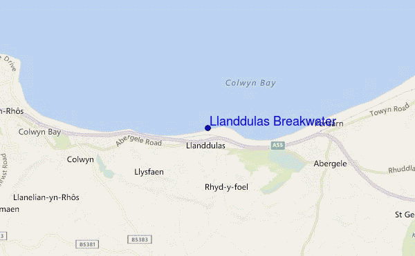 mapa de ubicación de Llanddulas Breakwater