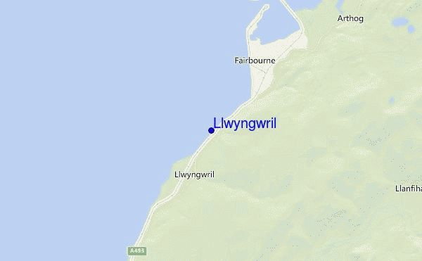 mapa de ubicación de Llwyngwril