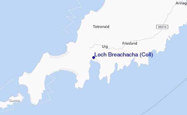 mapa de ubicación de Loch Breachacha (Coll)