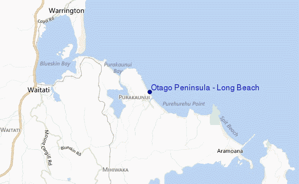 mapa de ubicación de Otago Peninsula - Long Beach