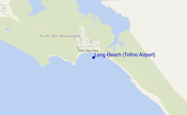 mapa de ubicación de Long Beach (Tofino Airport)