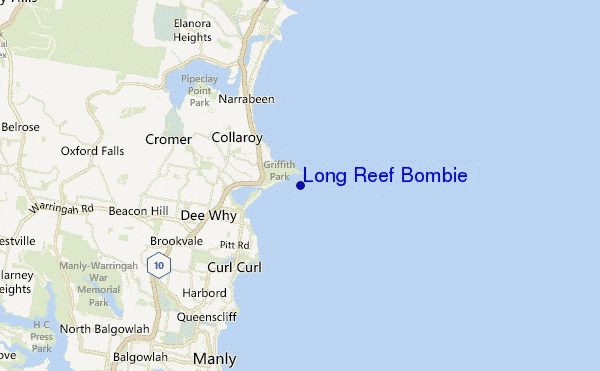 mapa de ubicación de Long Reef Bombie