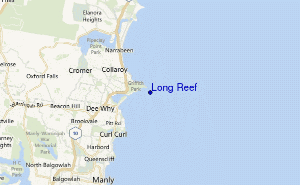 mapa de ubicación de Long Reef