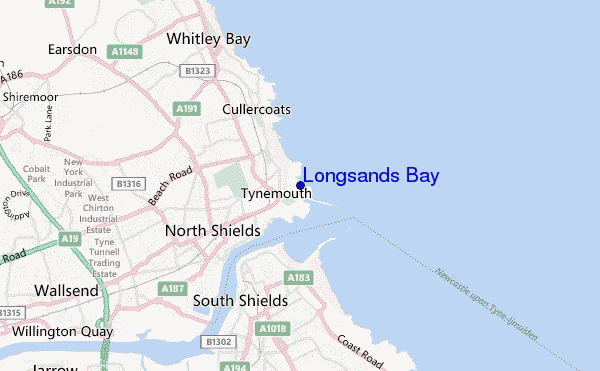 mapa de ubicación de Longsands Bay