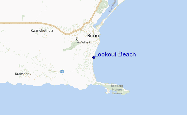mapa de ubicación de Lookout Beach