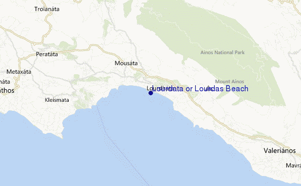 mapa de ubicación de Lourdata or Lourdas Beach