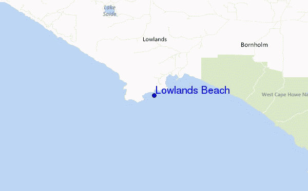mapa de ubicación de Lowlands Beach