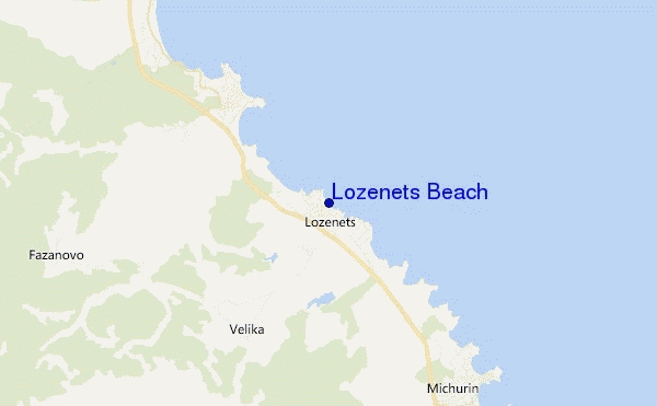 mapa de ubicación de Lozenets Beach