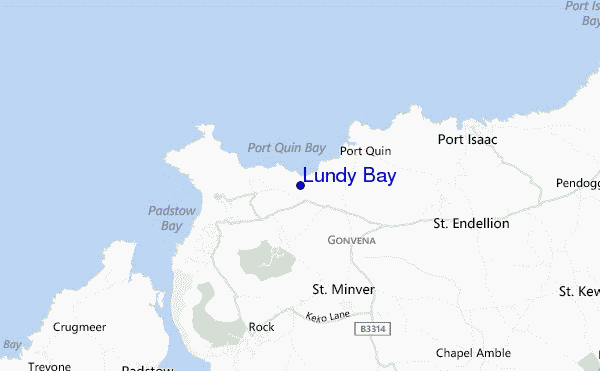 mapa de ubicación de Lundy Bay