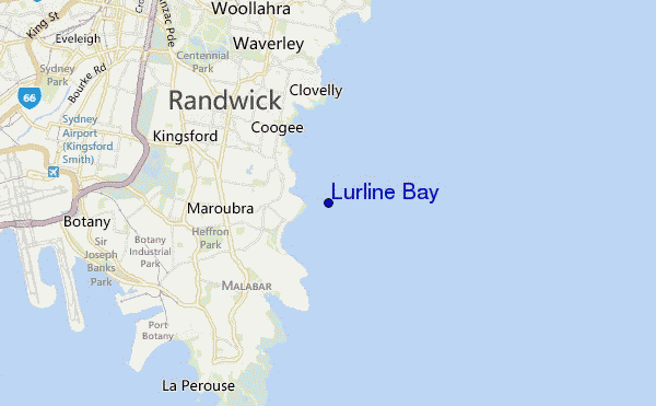 mapa de ubicación de Lurline Bay