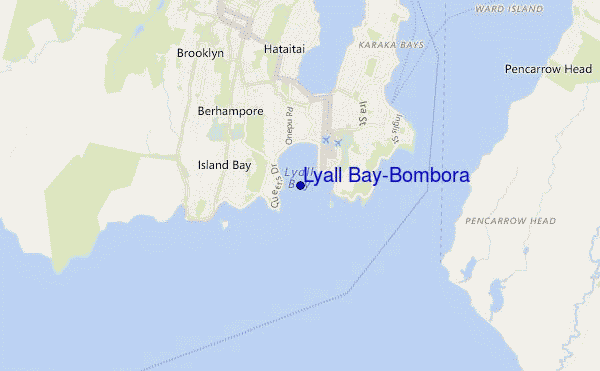 mapa de ubicación de Lyall Bay-Bombora