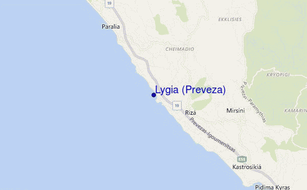 mapa de ubicación de Lygia (Preveza)