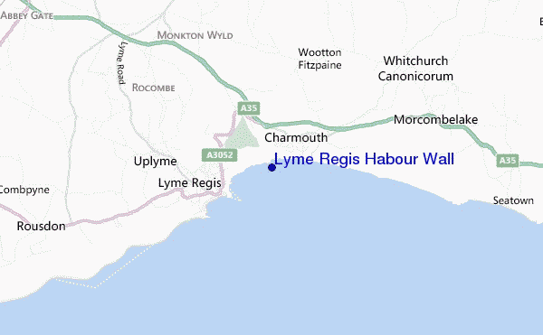 mapa de ubicación de Lyme Regis Habour Wall