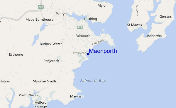 mapa de ubicación de Maenporth