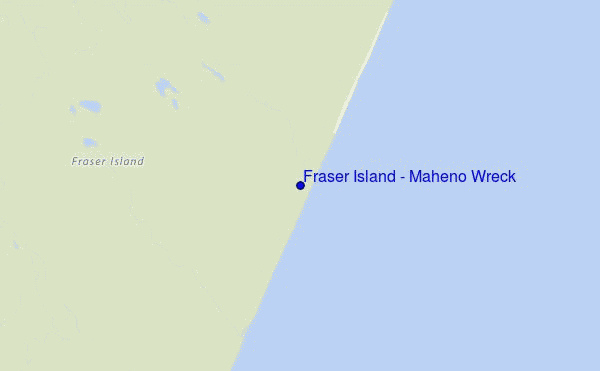 mapa de ubicación de Fraser Island - Maheno Wreck