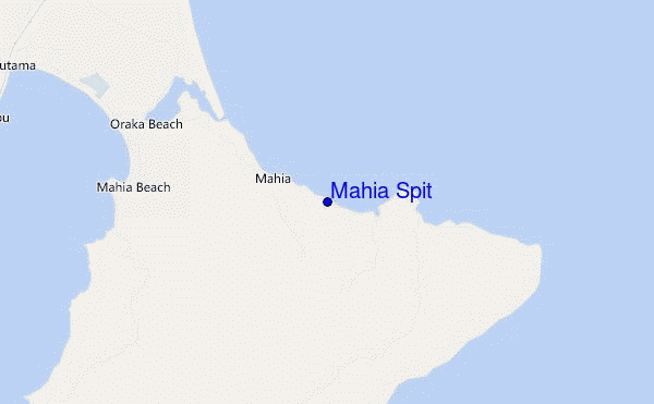 mapa de ubicación de Mahia Spit