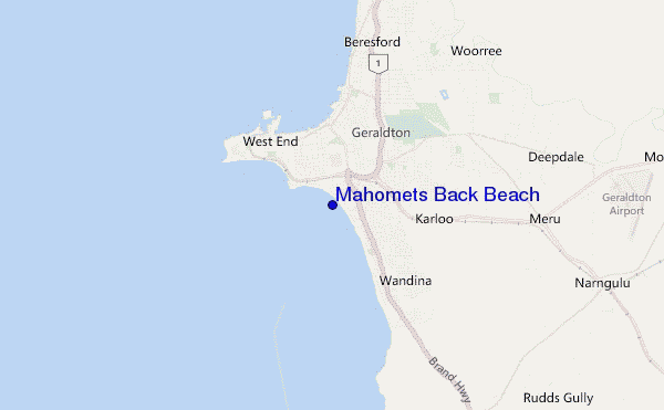 mapa de ubicación de Mahomets Back Beach