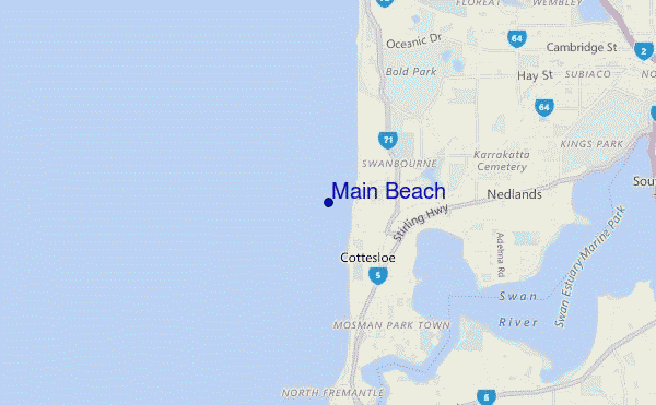 mapa de ubicación de Main Beach
