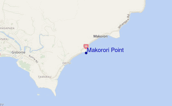 mapa de ubicación de Makorori Point