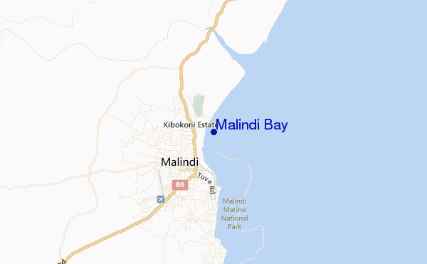 mapa de ubicación de Malindi Bay