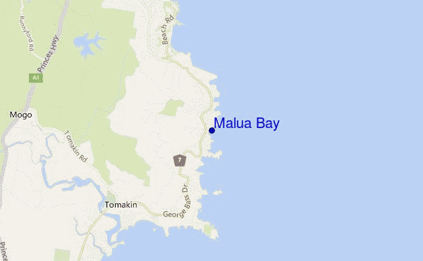 mapa de ubicación de Malua Bay