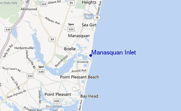 mapa de ubicación de Manasquan Inlet
