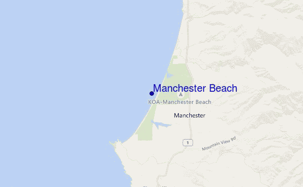 mapa de ubicación de Manchester Beach