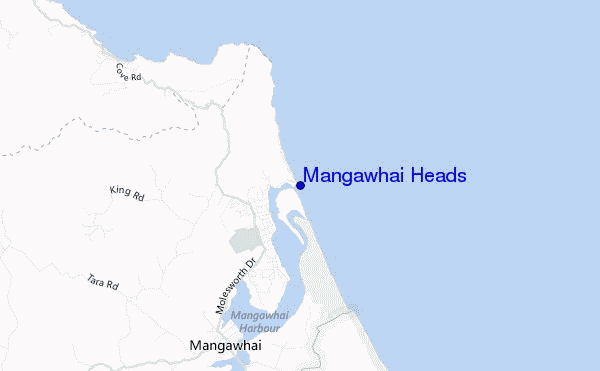 mapa de ubicación de Mangawhai Heads