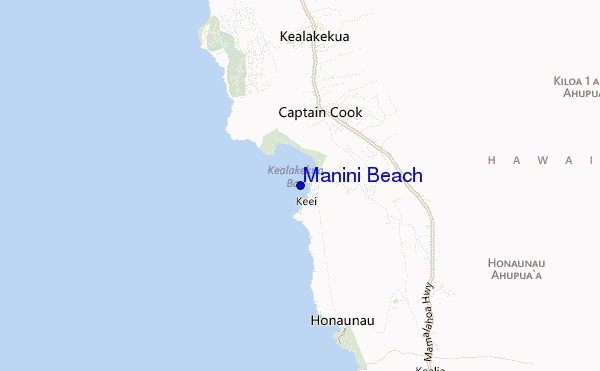 mapa de ubicación de Manini Beach