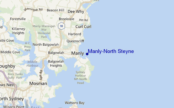 mapa de ubicación de Manly-North Steyne
