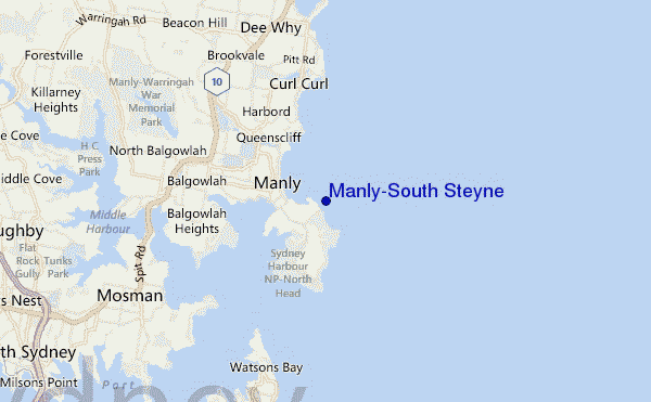 mapa de ubicación de Manly-South Steyne
