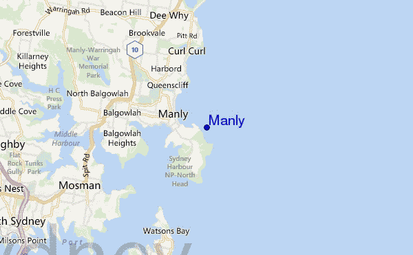 mapa de ubicación de Manly