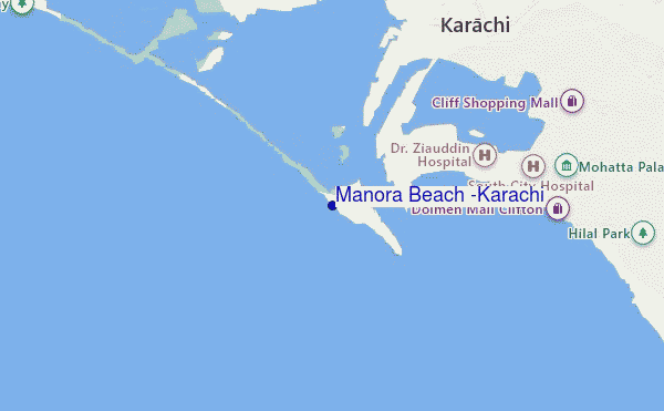 mapa de ubicación de Manora Beach (Karachi)