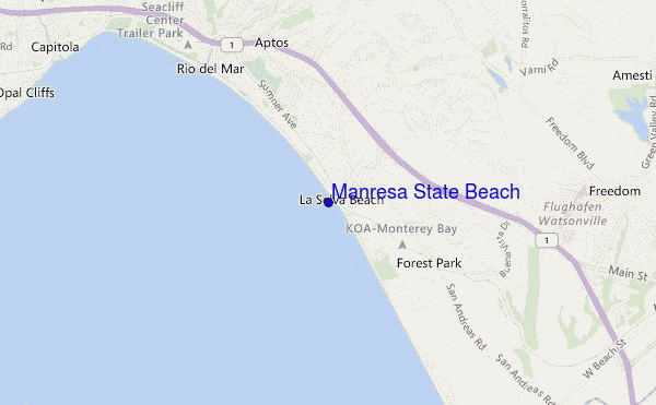 mapa de ubicación de Manresa State Beach