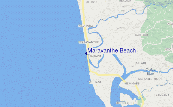 mapa de ubicación de Maravanthe Beach