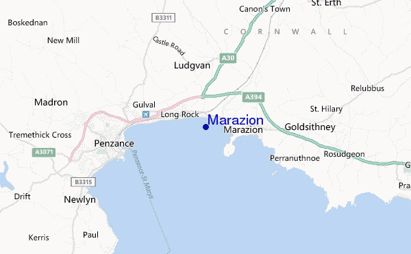 mapa de ubicación de Marazion
