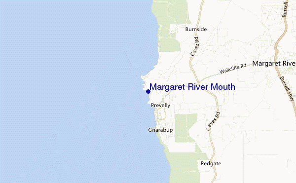 mapa de ubicación de Margaret River Mouth